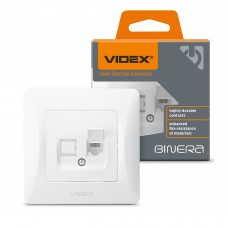 Розетка CAT3 одинарна телефонна біла VIDEX BINERA Розетка CAT3 одинарна телефонна біла VIDEX BINERA