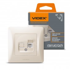 Розетка CAT3 одинарна телефонна кремова VIDEX BINERA Розетка CAT3 одинарна телефонна кремова VIDEX BINERA