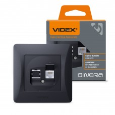 Розетка CAT3 одинарна телефонна чорний графіт VIDEX BINERA Розетка CAT3 одинарна телефонна чорний графіт VIDEX BINERA