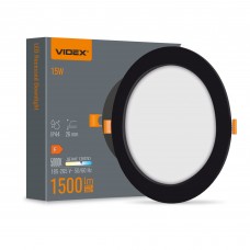 LED світильник Back вбудований круглий VIDEX 15W 5000K Black