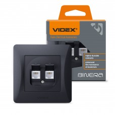Розетка CAT3+CAT3 подвійна телефонна чорний графіт VIDEX BINERA Розетка CAT3+CAT3 подвійна телефонна чорний графіт VIDEX BINERA