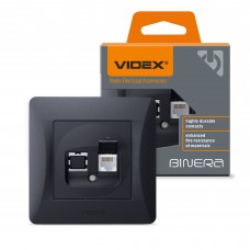 Розетка CAT6 одинарна комп'ютерна чорний графіт VIDEX BINERA Розетка CAT6 одинарна комп'ютерна чорний графіт VIDEX BINERA