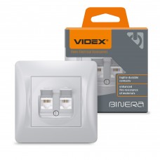 Розетка CAT6+CAT3 подвійна срібний шовк VIDEX BINERA Розетка CAT6+CAT3 подвійна срібний шовк VIDEX BINERA