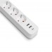 Мережевий подовжувач VIDEX ONCORD з/з 3п 3м (3x1.5мм) 2.4А 2USB+USB-C з кнопкою White
