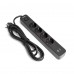 Мережевий подовжувач VIDEX ONCORD з/з 4п 3м (3x1.5мм) 3.4А USB(QC3.0) +USB-C(PD20W) з кнопкою Black