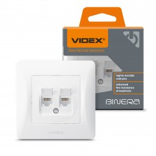 Розетка CAT6+CAT6 подвійна комп'ютерна біла VIDEX BINERA Розетка CAT6+CAT6 подвійна комп'ютерна біла VIDEX BINERA