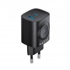 Зарядний пристрій HAVIT HV-UC132 22W USB-A+USB-C+Watch Charger Black Зарядний пристрій HAVIT HV-UC132 22W USB-A+USB-C+Watch Charger Black