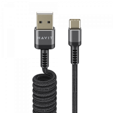 Кабель спіральний USB Type-C HAVIT HV-CB6252 2.4A 1.5м Кабель спіральний USB Type-C HAVIT HV-CB6252 2.4A 1.5м