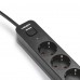 Мережевий подовжувач VIDEX ONCORD з/з 3п 3м (3x1.5мм) з кнопкою Black
