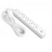 Мережевий подовжувач VIDEX ONCORD з/з 4п 3м (3x1.5мм) 3.4А USB(QC3.0) +USB-C(PD20W) з кнопкою White