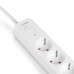 Мережевий подовжувач VIDEX ONCORD з/з 4п 3м (3x1.5мм) 3.4А USB(QC3.0) +USB-C(PD20W) з кнопкою White