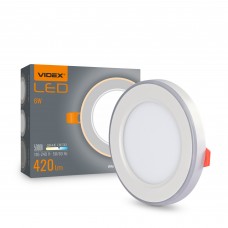 LED світильник вбудований з декоративною підсвіткою VIDEX DL4R 6W+3W 5000K+2700K 220V LED світильник вбудований з декоративною підсвіткою VIDEX DL4R 6W+3W 5000K+2700K 220V