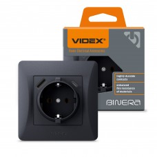 Розетка одинарна із заземленням з USB+USB-C чорний графіт VIDEX BINERA Розетка одинарна із заземленням з USB+USB-C чорний графіт VIDEX BINERA