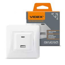 Розетка USB-A + USB-C PD20W біла VIDEX BINERA Розетка USB-A + USB-C PD20W біла VIDEX BINERA