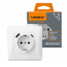 Розетка одинарна із заземленням з USB+USB-C біла VIDEX BINERA Розетка одинарна із заземленням з USB+USB-C біла VIDEX BINERA
