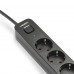Мережевий подовжувач VIDEX ONCORD з/з 6п 3м (3x1.5мм) з кнопкою Black