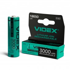 Акумулятор Videx літій-іонний 18650 (без захисту) 3000mAh color box/1шт Акумулятор Videx літій-іонний 18650 (без захисту) 3000mAh color box/1шт