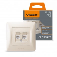 Розетка CAT6+CAT6 комп'ютерна подвійна кремова VIDEX BINERA Розетка CAT6+CAT6 комп'ютерна подвійна кремова VIDEX BINERA
