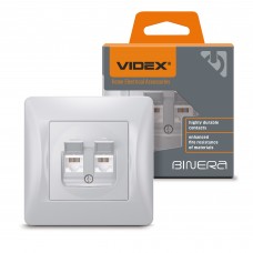 Розетка CAT6+CAT6 комп'ютерна подвійна срібний шовк VIDEX BINERA Розетка CAT6+CAT6 комп'ютерна подвійна срібний шовк VIDEX BINERA